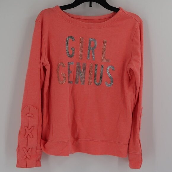 Gap Kids "Girl Genius" Long Sleeve T-Shirt with Sleeve Detail Size XL (12) - Picture 1 of 9